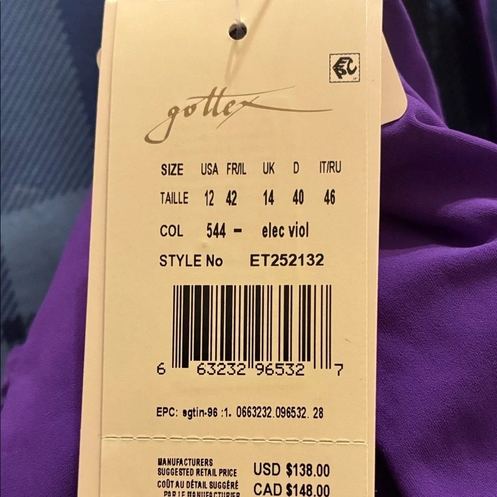Gottex Purple One-Shoulder Ruffle Swimsuit size 12